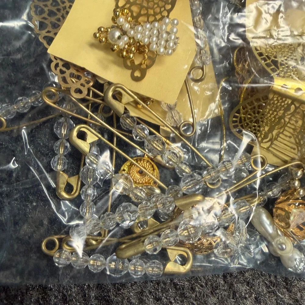 Guardian Angel Jewelry Lot Gold Tone Mixed lot Butterfly Pearl Pins Beads